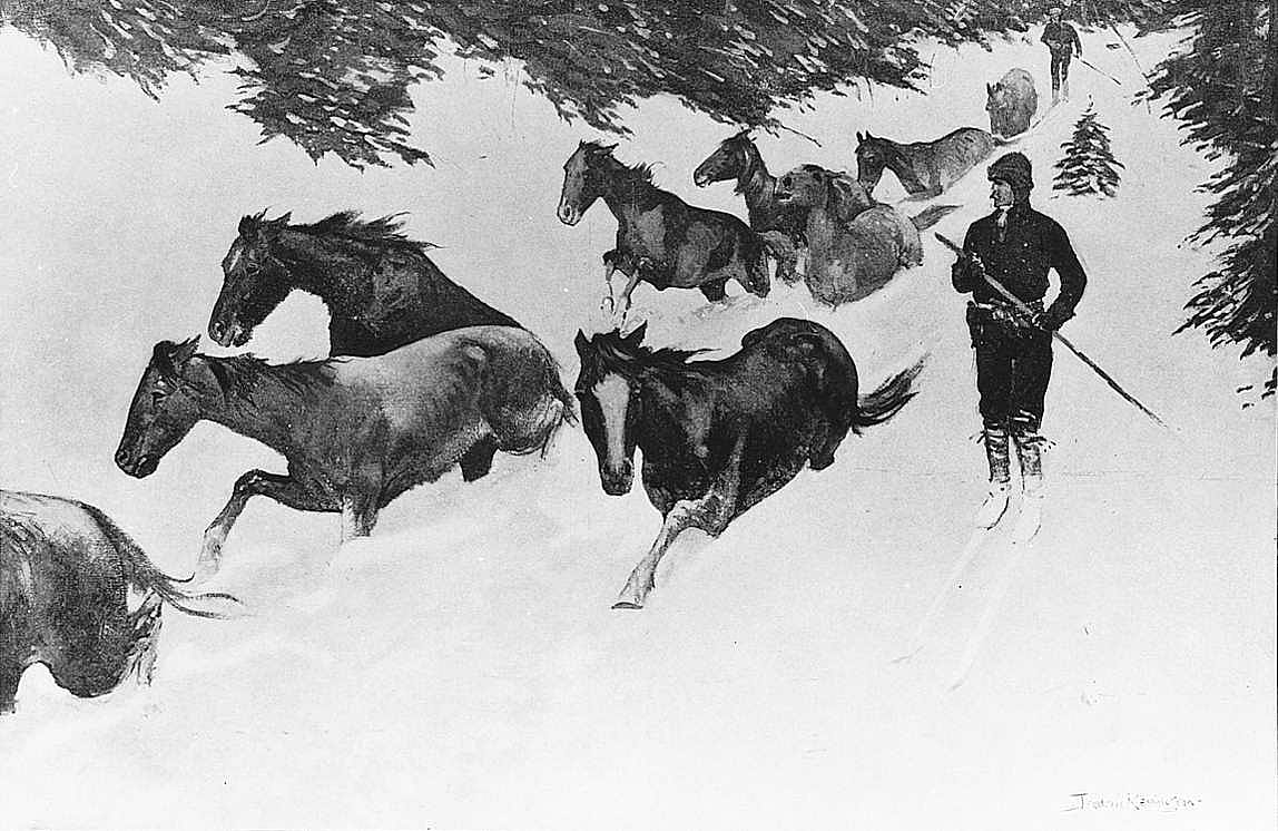 Working Snow-Bound Ponies out of the Mountains