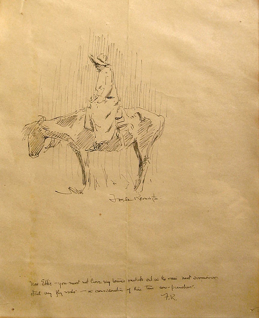 Man on Horseback--Sketch of Horseman and Note
