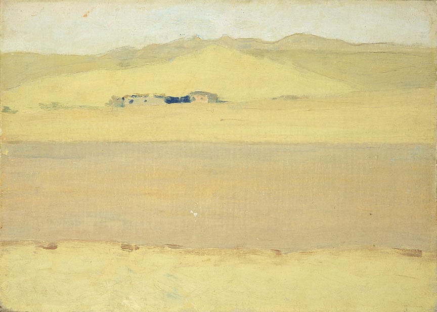 Untitled (sketch of ranch on prairie)