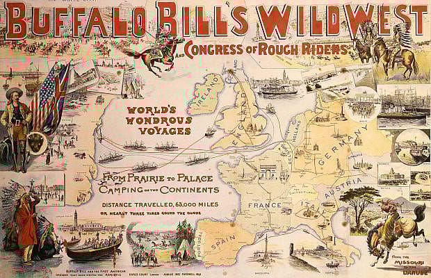Buffalo Bill’s Wild West was one of the "hottest tickets" in America and Europe, as this 1894 lithograph poster reveals. After its 1891 – 1892 visit to Glasgow, the Wild West returned to eager audiences in 1904. Gift of The Coe Foundation. 1.69.167
