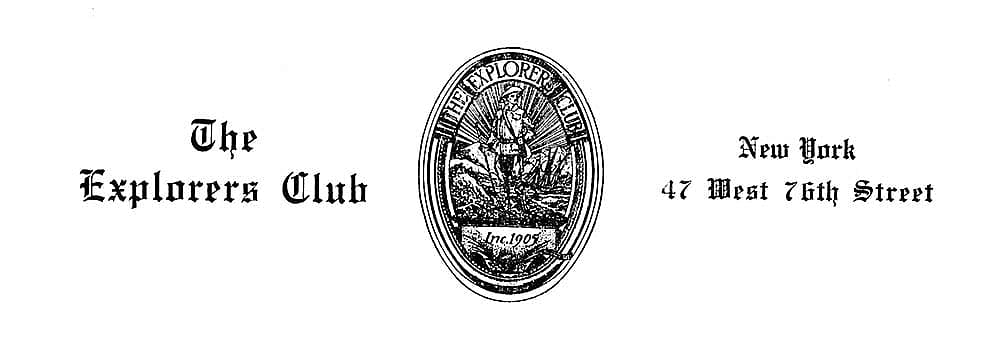 Explorers Club letterhead.