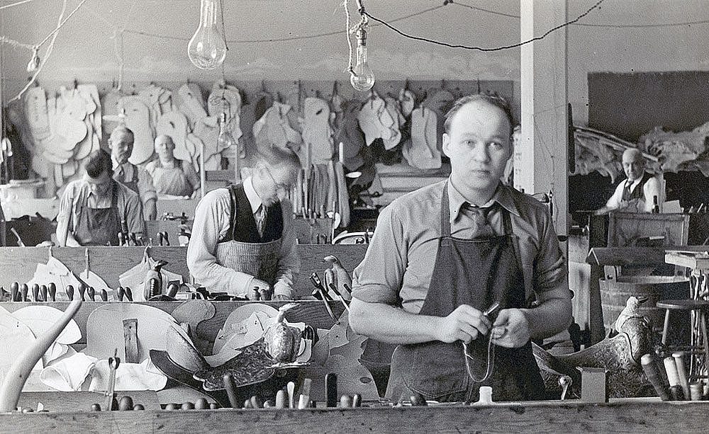 Victor Alexander at the California Saddle Shop, ca. 1936-39. Gift of Audrey Alexander Sommer. MS 60 Victor Alexander Collection, McCracken Research Library. P.60.87