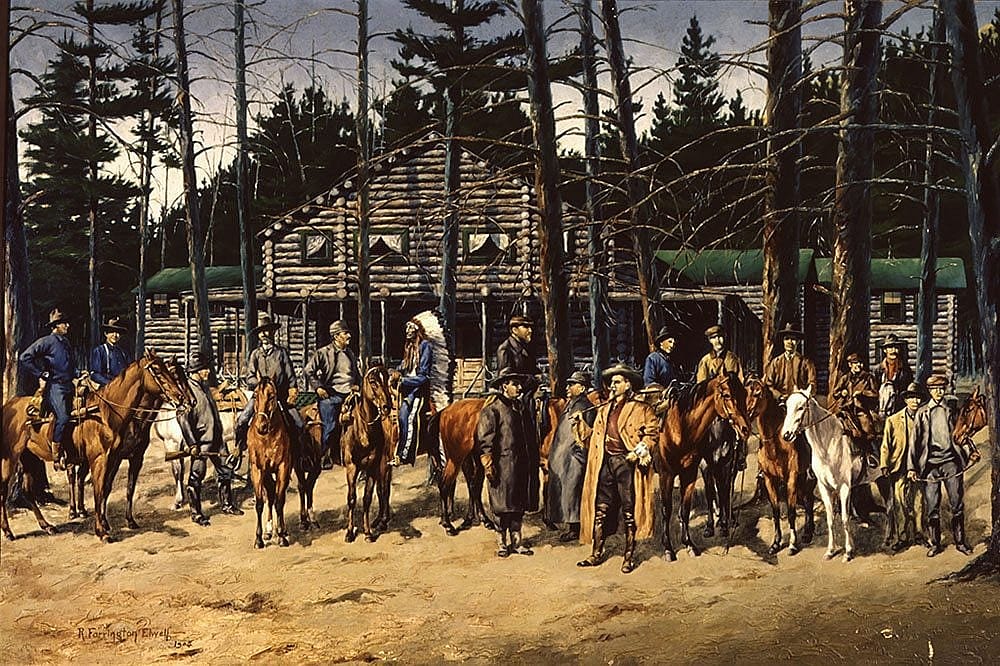 R. Farrington Elwell (1874-1962). Pahaska Tepee Hunting Camp, 1904. Oil on canvas, 40.5 x 60 inches. Bequest in memory of Houx and Newell families. 12.64