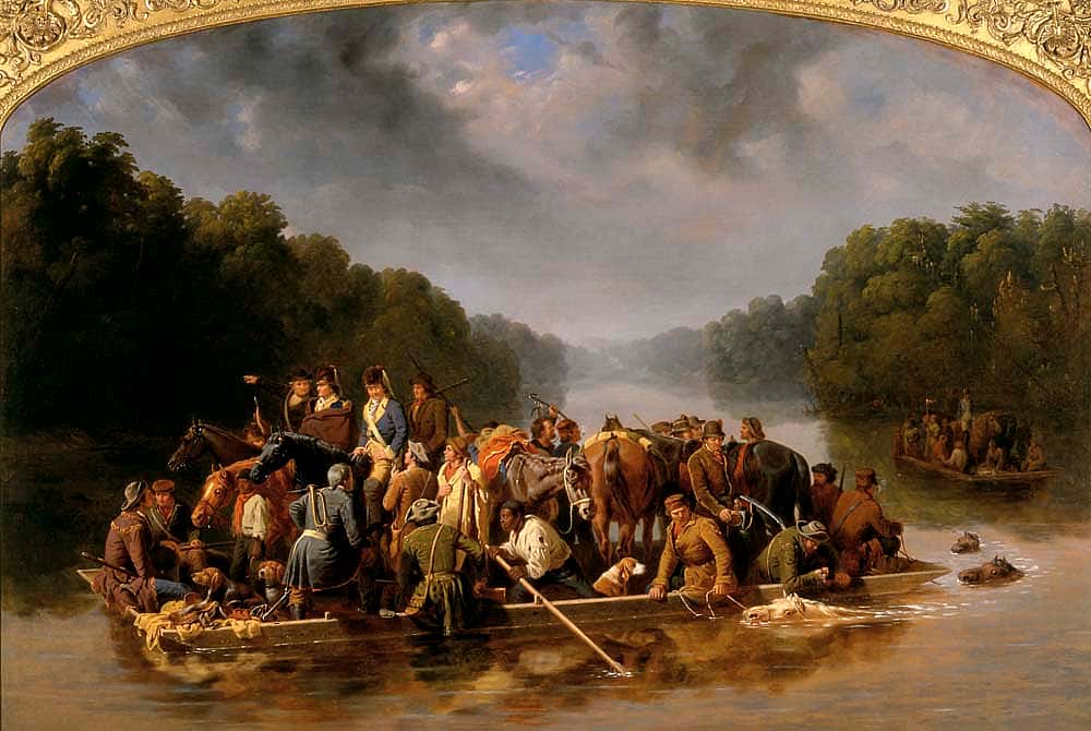 William Ranney (1813-1857), "Marion Crossing the Pedee," 1850, Oil on canvas, 50.125 x 74.375 inches. Amon Carter Museum, Fort Worth, Texas. 1983.126 (Public domain)