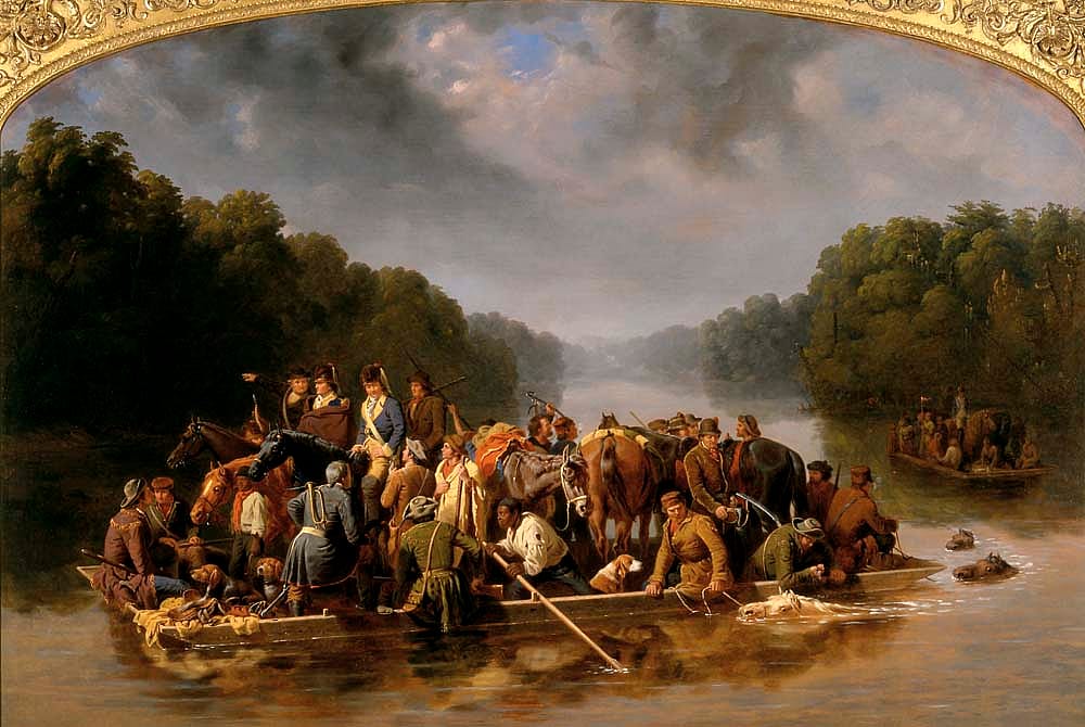 William Ranney (1813-1857), "Marion Crossing the Pedee," 1850, Oil on canvas, 50.125 x 74.375 inches. Amon Carter Museum, Fort Worth, Texas. 1983.126 (Public domain)