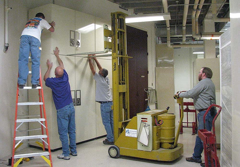 To store the Dyck objects, Delta Designs installed state of the art cabinets in the vaults, March 2010.