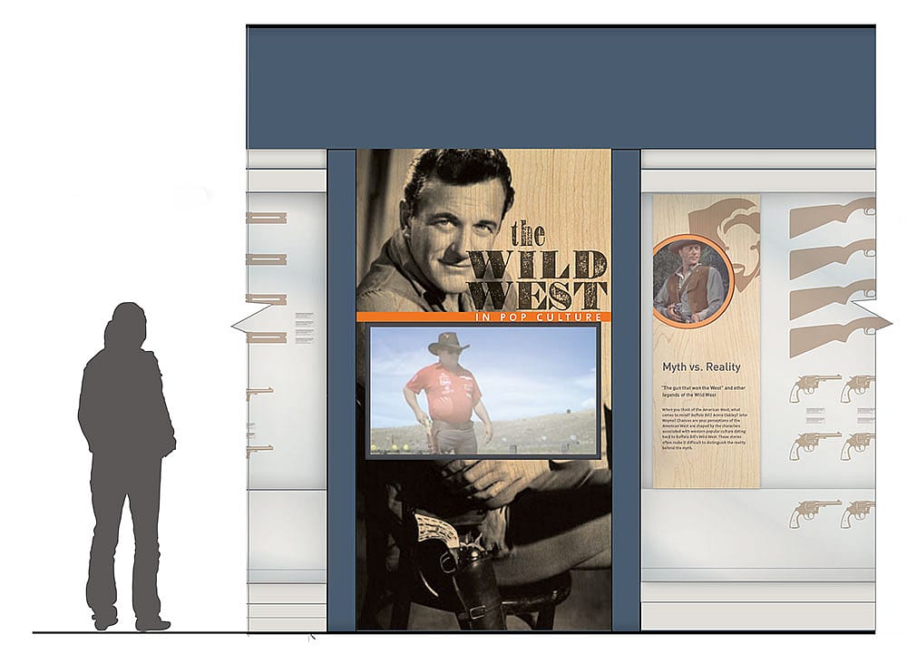 CFM design drawing: Pop Culture in the West section of the Story of the West section. Gallagher & Associates.