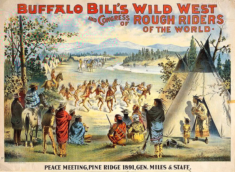 Peace Meeting, Pine Ridge 1891, Gen. Miles and Staff, A. Hoen & Co., Baltimore, MD, ca 1895. Original Buffalo Bill Museum Collection. 1.69.406
