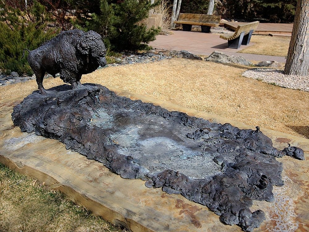 "Dimming Trails of Other Days" by Michael Coleman. Outdoor sculpture at the Center of the West. 7.04