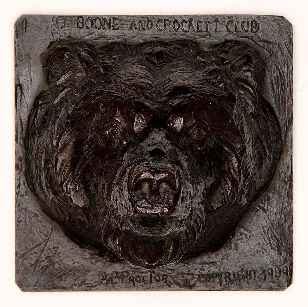 Alexander Phimister Proctor, (1860-1950). "Head of Brown Bear," modeled 1908, cast after 1929 (cast initially 1908). Bronze, 6 x 6 x 5 inches. Gift of A. Phimister Proctor Museum, with special thanks to Sandy and Sally Church. 4.08.6