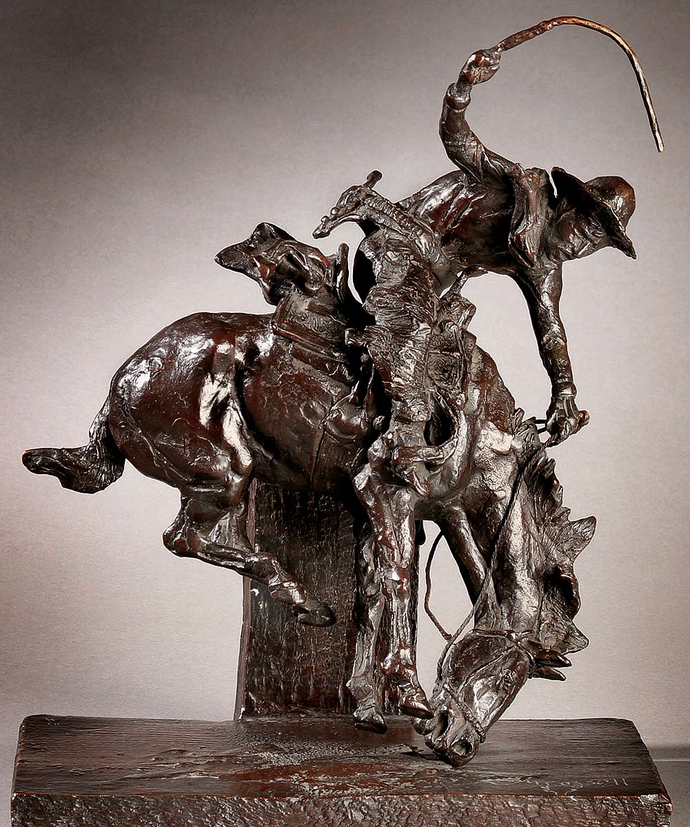Fig. 3: Russell's "Bronc on a Frosty Morn," 1968. Posthumous cast, bronze. 14 x 7 x 11.25 inches. Museum cast (original wax Gift of William E. Weiss, 9.68). 24.68