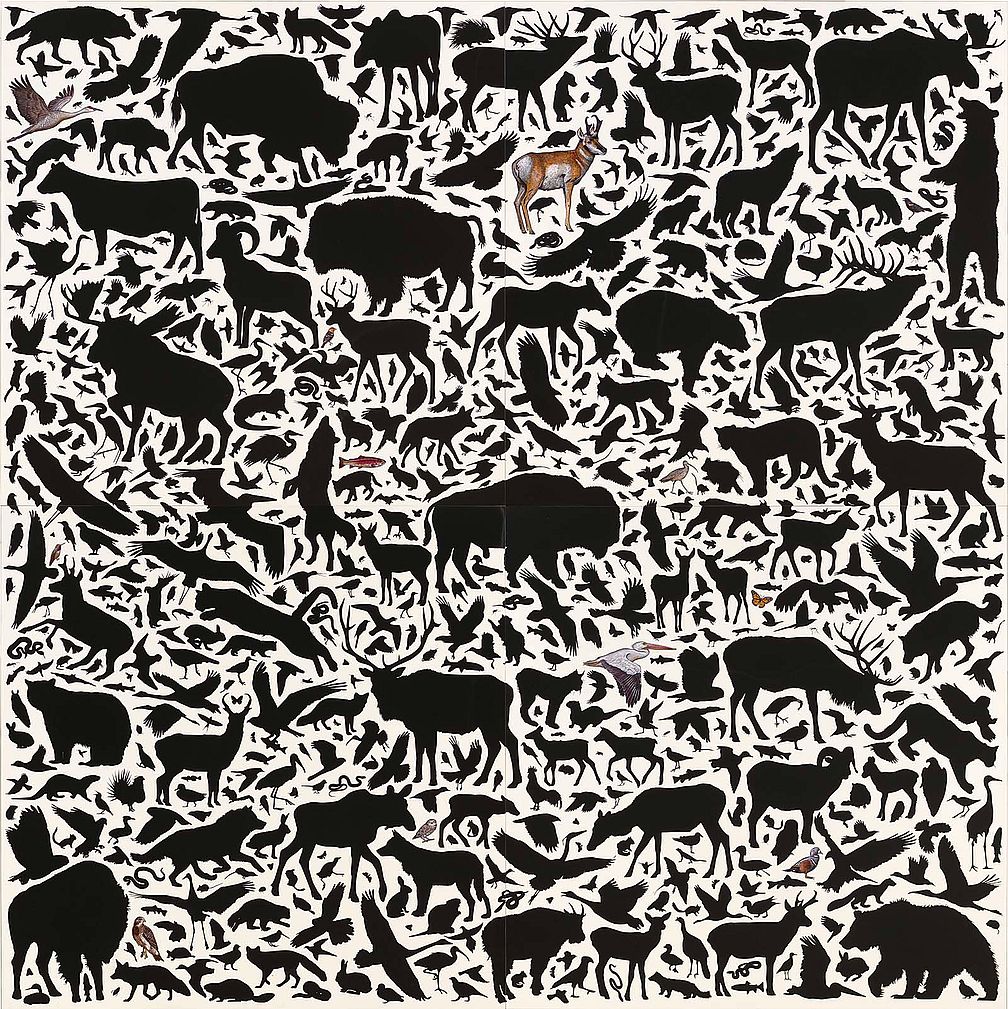 James Prosek. Yellowstone Composition No. 1, 2016. Mixed media on wood panel. William E. Weiss Memorial Fund Purchase. 3.16.1 (Photography: Tim Nighswander/IMAGING4ART)