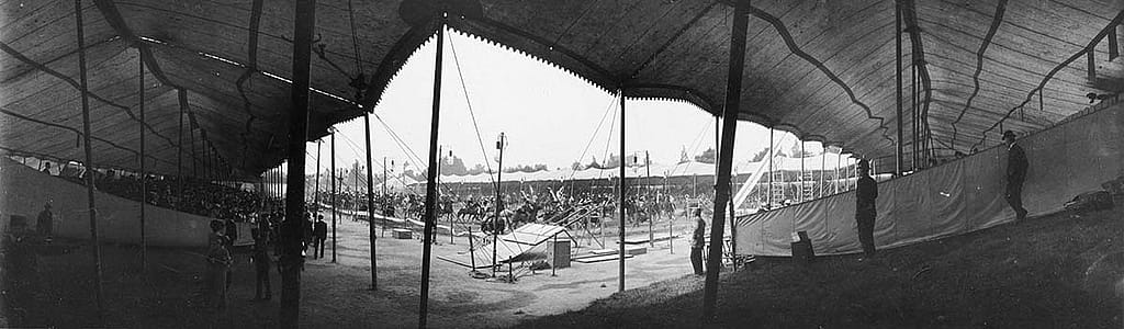 The arena of Buffalo Bill's Wild West, ca. 1886. MS6 William F. Cody Collection, McCracken Research Library. P.6.0177.2