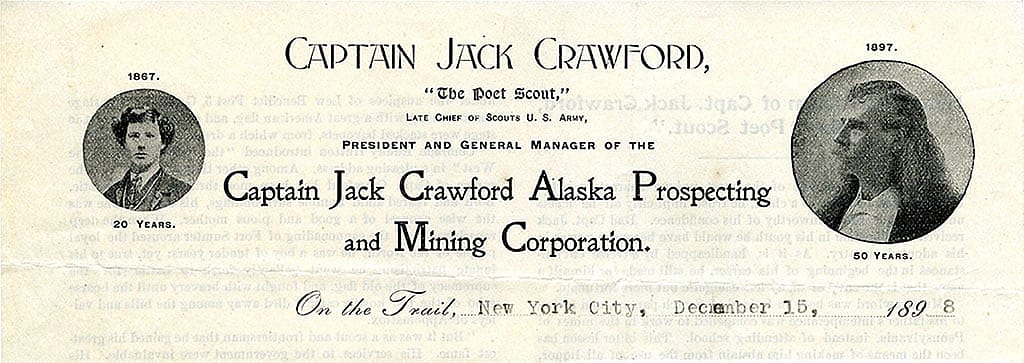 Portion of the letterhead of Crawford's Alaska Prospecting and Mining Corporation, December 15, 1898. MS 322 John Wallace Crawford Collection. MS322.03.09.06