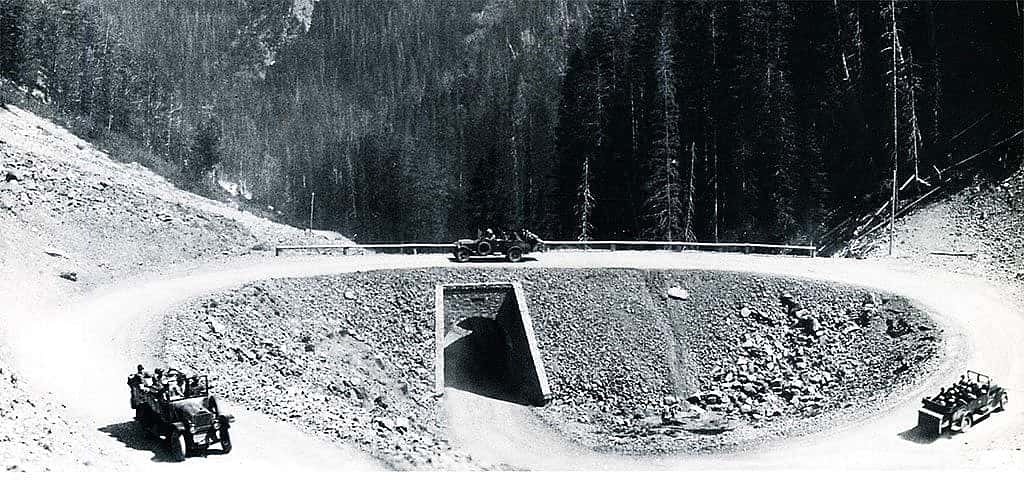 Corkscrew Bridge, Sylvan Pass, ca. 1920. F.J. Hiscock, photographer.