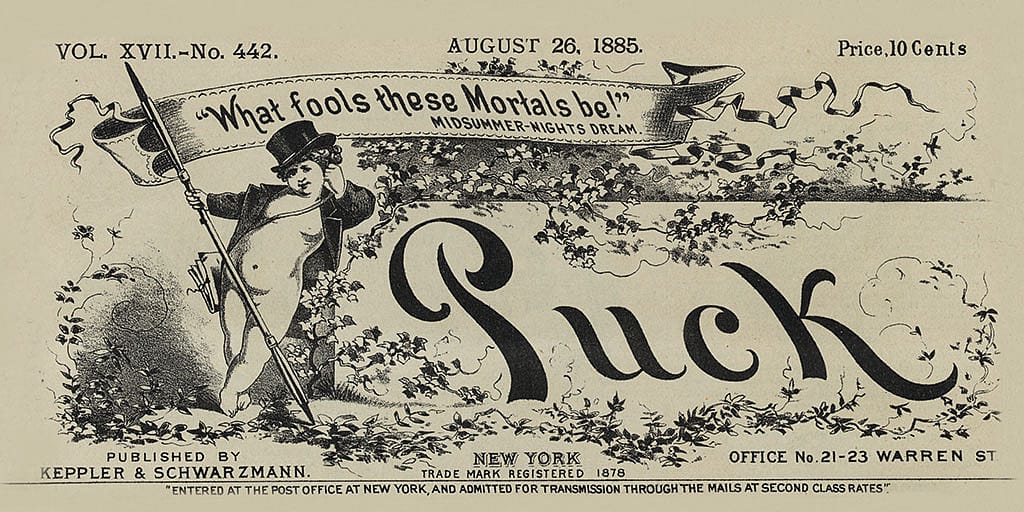 Detail of the "Puck" magazine masthead.