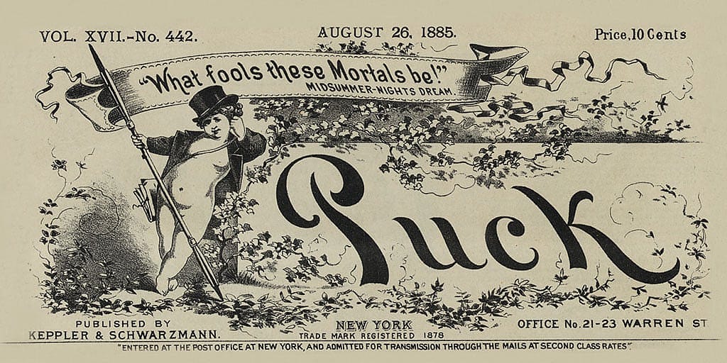 Detail of the "Puck" magazine masthead.