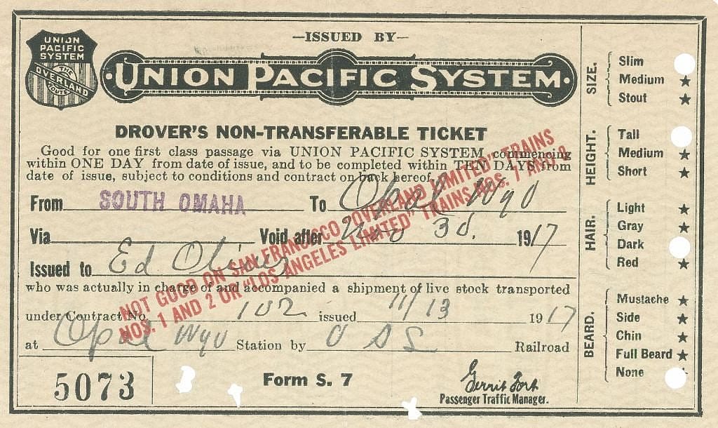 1917 Union Pacific passenger ticket--scrapbooks' ideal content