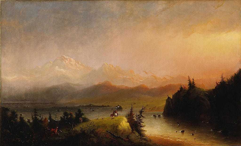 Alfred Jacob Miller (1810-1874). "Trappers Saluting the Wind River Mountains," 1864. Oil on canvas. Gift of The Coe Foundation. 10.70