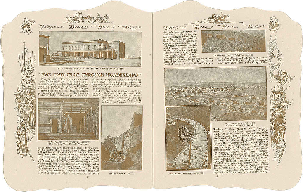 Buffalo Bill promoted both the Shoshone Project and travel to Yellowstone in this 1909 "Courier," a program of Buffalo Bill's Wild West/Pawnee Bill's Great Far East. William F. Cody Collection. MS6.6.A.2.9.1.14