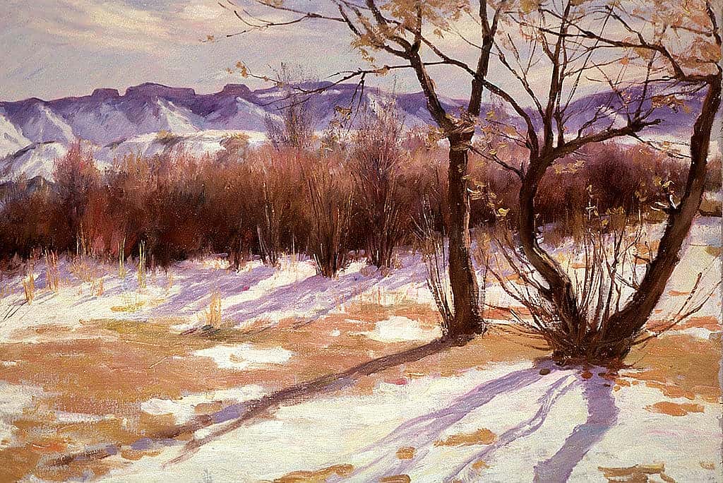 Joseph Henry Sharp (1859-1953). "Winter Afternoon (Crow Reservation)," ca. 1906-1914. Oil on canvas, 16 x 24 inches. Whitney Purchase Fund, 10.61