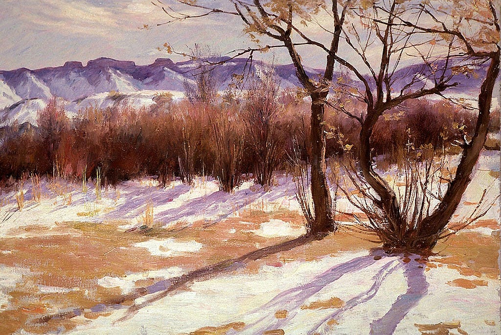 Joseph Henry Sharp (1859-1953). "Winter Afternoon (Crow Reservation)," ca. 1906-1914. Oil on canvas, 16 x 24 inches. Whitney Purchase Fund, 10.61