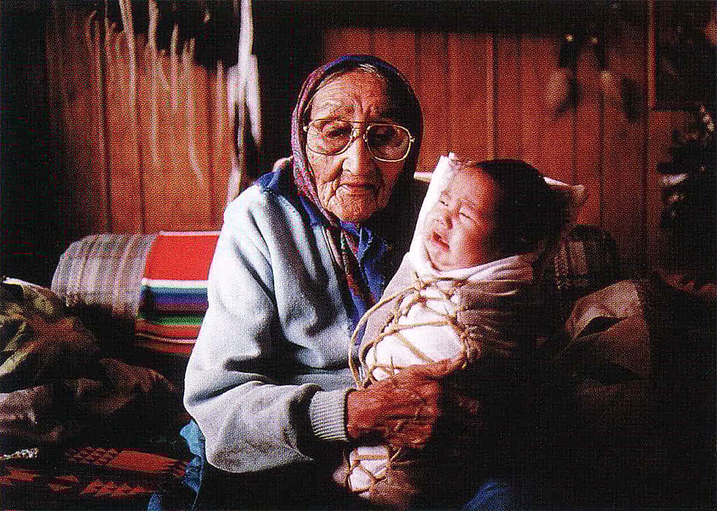 Victoria Has The Eagle and her great-grandchild. Ken Blackbird, 1993.