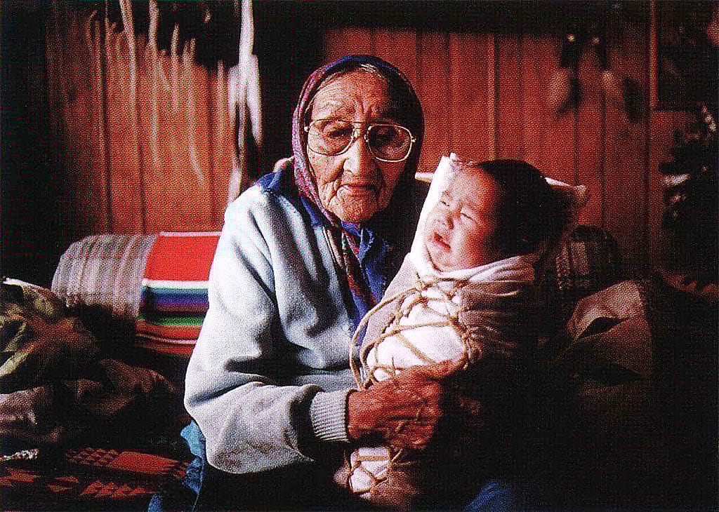 Victoria Has The Eagle and her great-grandchild. Ken Blackbird, 1993.