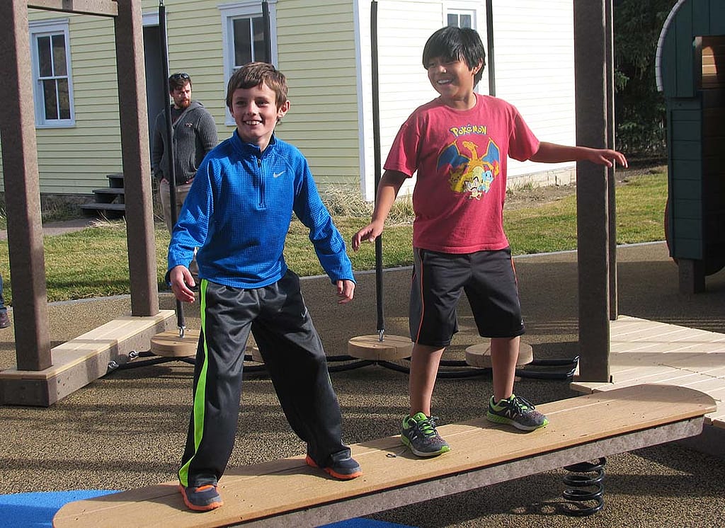 Students enjoy some free time on the Center's outdoor playground.