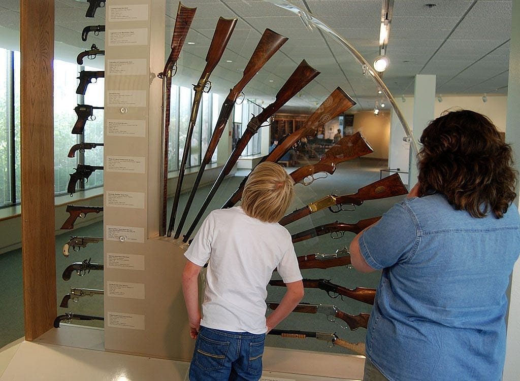Visitors at CFM gun fan