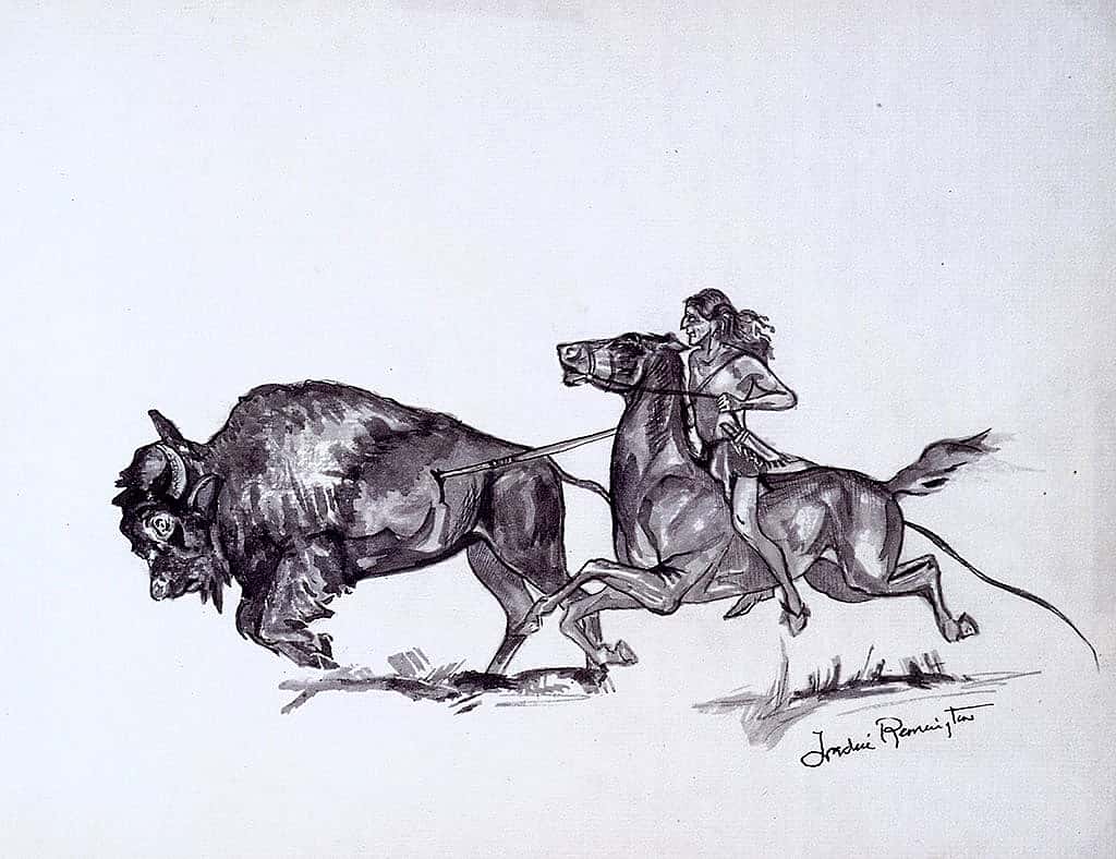 Early on, two-dimensional works that owners thought were by the hand of Frederic Remington were submitted to the Center for review. This particular pen and ink drawing (10.66) was sent to the Center in June 1966. It was deemed not Remington's work, but afterward, the owner was never heard from again. To this day, such works are routinely sent to the Center for examination.