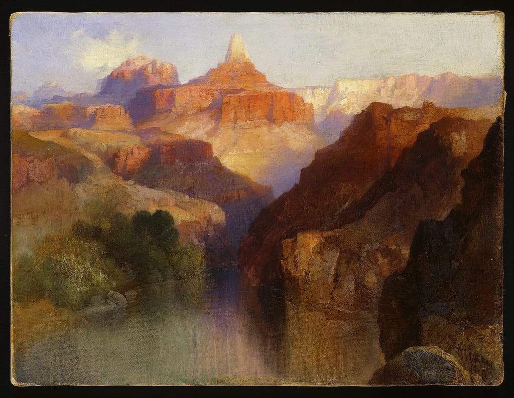 Thomas Moran (1837-1926). Zoroaster Peak (Grand Canyon, Arizona), 1918. Oil on canvas, 9 x 12 inches. Purchased by the Board of Trustees in honor of Peter H. Hassrick. 11.96