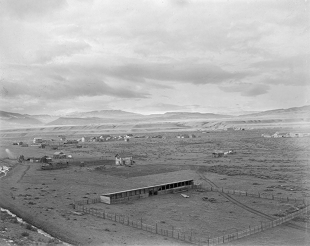At the turn of the twentieth century, city fathers had great plans for Cody, Wyoming, shown here in 1899. But who really deserves the credit for establishing the town? MS6 William F. Cody Collection. P.69.568