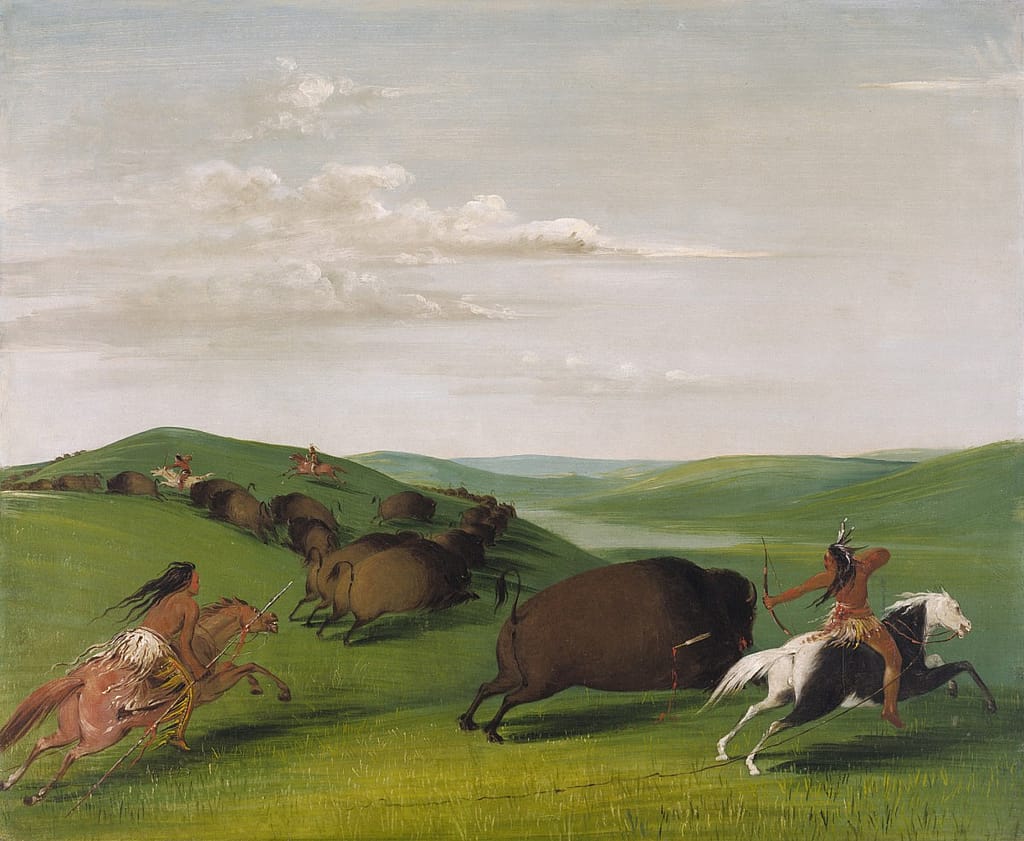 George Catlin (1796-1872). Buffalo Chase with Bows and Lances, 1832-1833. Oil on canvas. Smithsonian American Art Museum, Washington, D.C. Gift of Mrs. Joseph Harrison, Jr., 1985. 1985.55.410