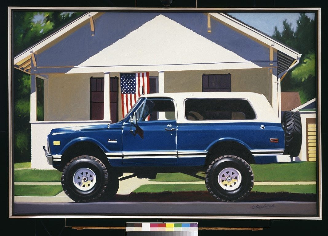 Robert Seabeck. "American Dream," 1982. Oil on canvas, 40 x 60 inches. Gift of the artist. 7.91