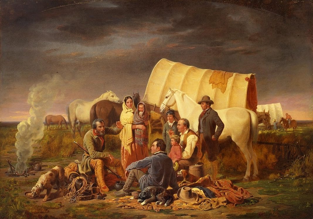 William Ranney (1813-1857), "Advice on the Prairie," 1853, oil on canvas, 38.75 x 55.25 inches. Gift of Mrs. J. Maxwell Moran,10.91