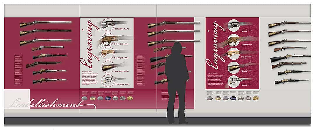 CFM design drawing: Embellishment and engraving sections of Art of Firearms. Gallagher & Associates.