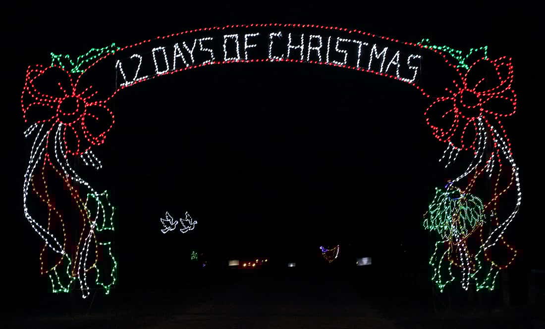 Christmas Lights showing 12 Days of Christmas in Fort Hood, Texas.
