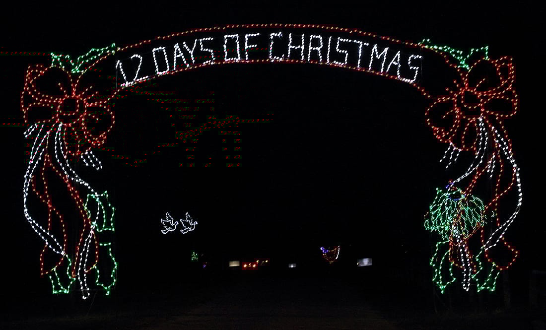Christmas Lights showing 12 Days of Christmas in Fort Hood, Texas.