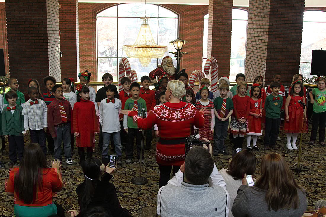 A chorus of children to demonstrate second-graders singing Christmas songs. 