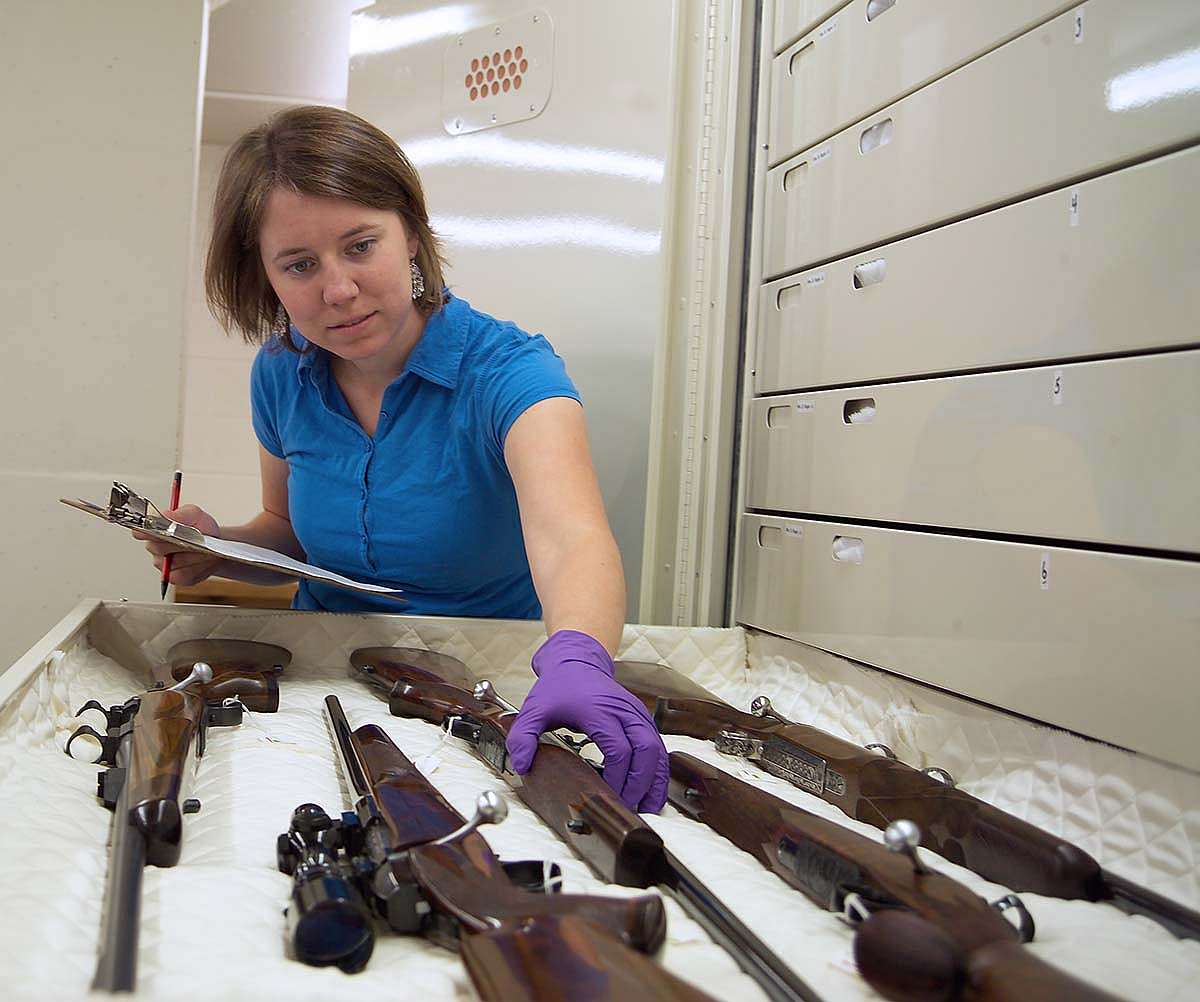 In 2007, intern Nelia Cromley spent considerable time in the firearms vault as she did research toward a master's degree in historical administration.