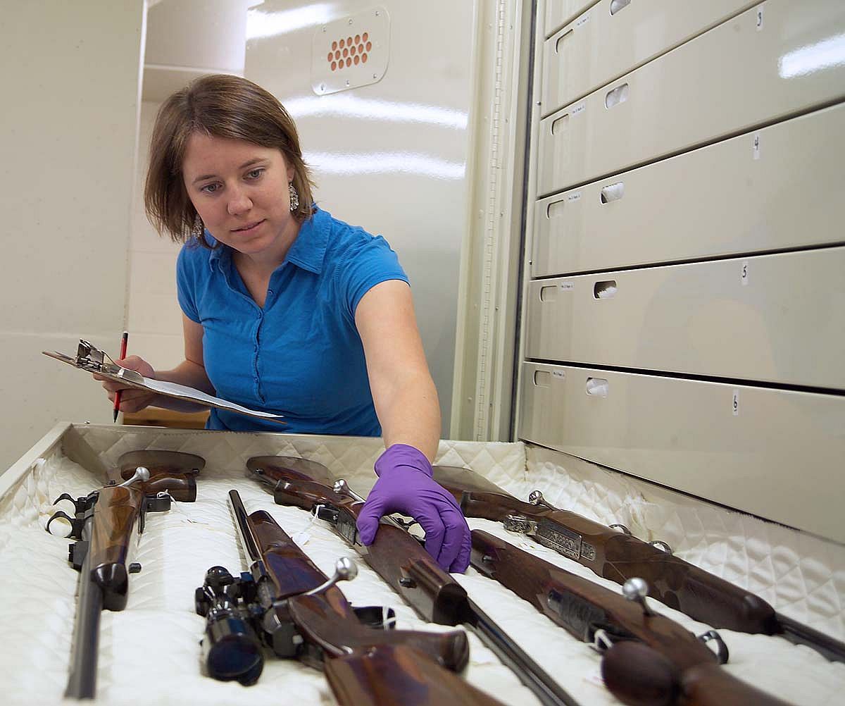 In 2007, intern Nelia Cromley spent considerable time in the firearms vault as she did research toward a master's degree in historical administration.