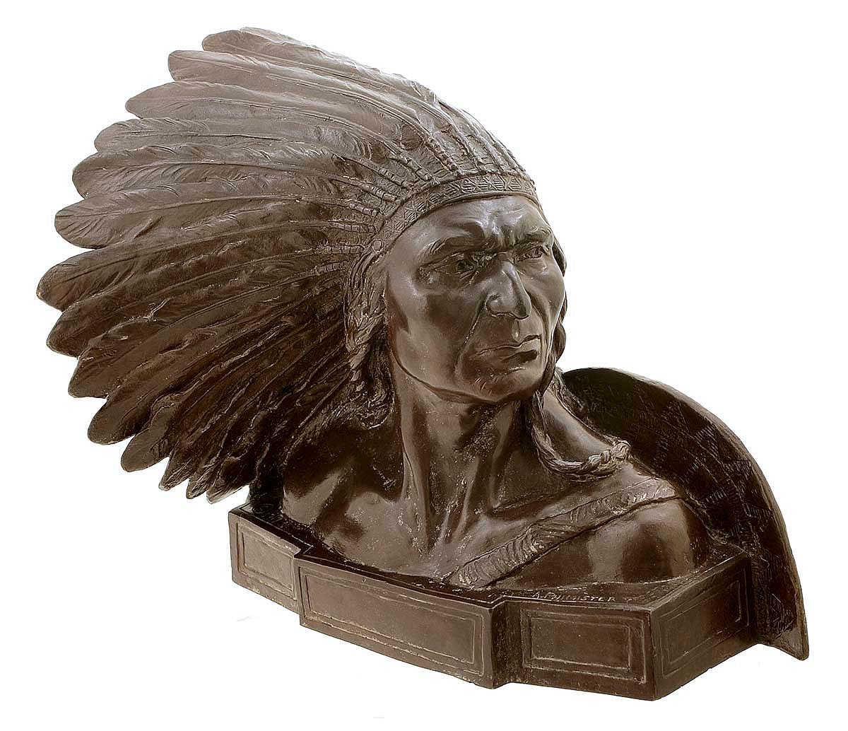 Alexander Phimister Proctor (1860-1950). "'Sundown,' Nez Perce's Chief," modeled 1916, cast initially 1917. Bronze, 11.5 x 12.5 x 10.5 inches. Gift of A. Phimister Proctor Museum, with special thanks to Sandy and Sally Church. 18.08.5
