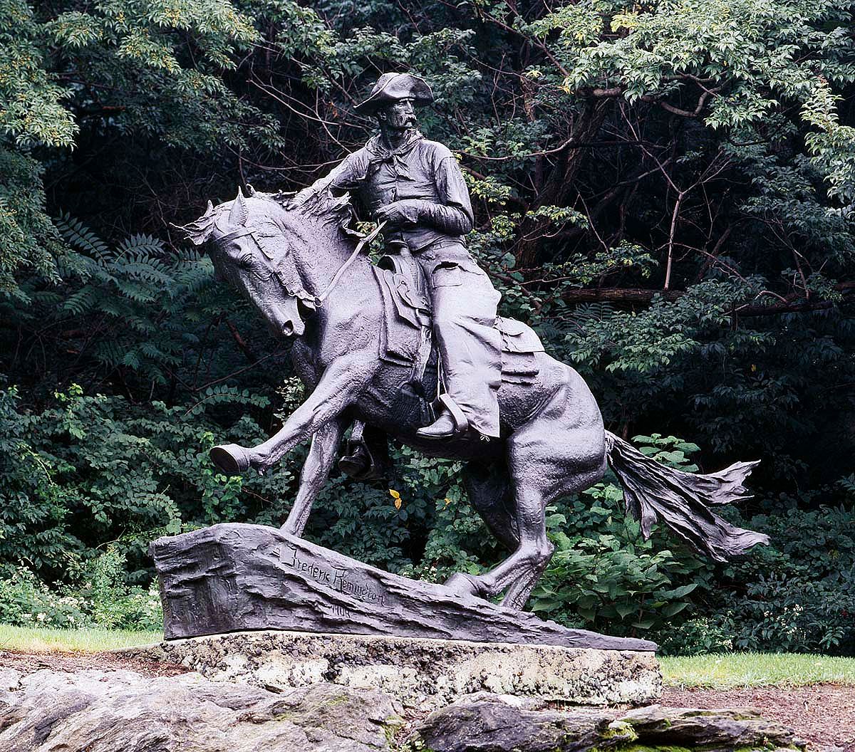 Frederic Remington (1861-1909). "Cowboy," 1908. Bronze. Owned by City of Philadelphia and Fairmount Park Commission. Library of Congress Prints and Photographs Division Washington, D.C. 20540 USA. Carol M. Highsmith Archive. LC-DIG-highsm-12287.