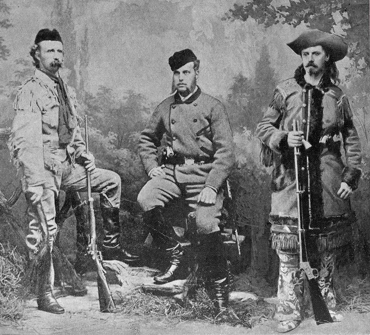 Lt. Colonel George Armstrong Custer, Russia's Grand Duke Alexis, and William F. "Buffalo Bill" Cody. Black and white photograph, 1872. MS 6 William F. Cody Collection. P.69.819
