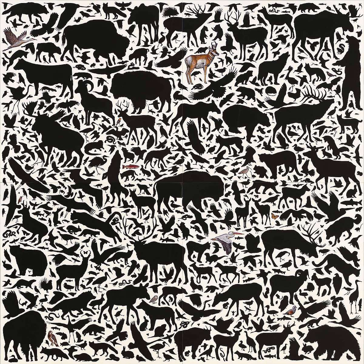 James Prosek. Yellowstone Composition No. 1, 2016. Mixed media on wood panel. William E. Weiss Memorial Fund Purchase. 3.16.1 (Photography: Tim Nighswander/IMAGING4ART)