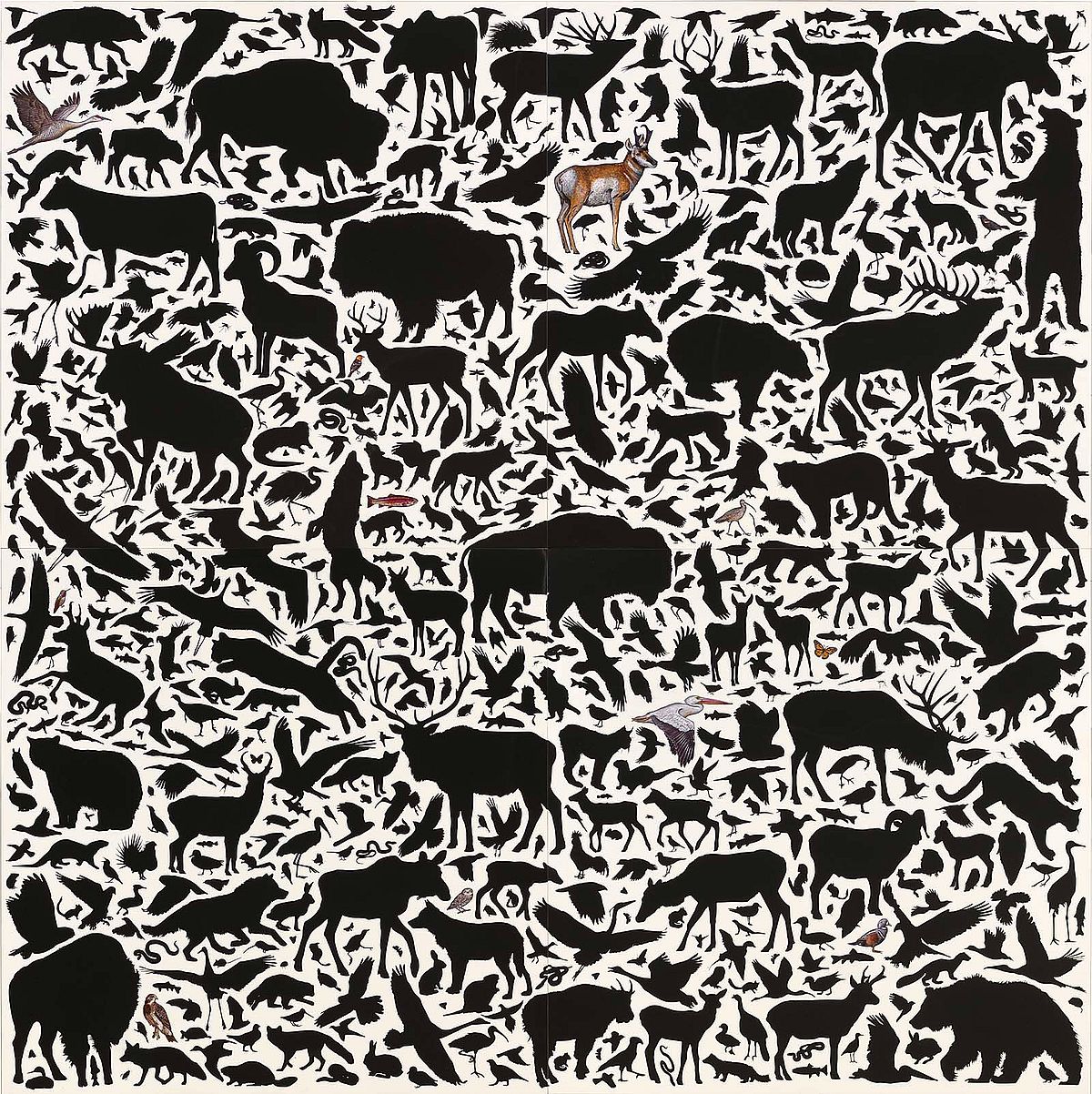 James Prosek. Yellowstone Composition No. 1, 2016. Mixed media on wood panel. William E. Weiss Memorial Fund Purchase. 3.16.1 (Photography: Tim Nighswander/IMAGING4ART)