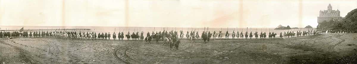 Buffalo Bill and Wild West show Indians, San Francisco, California, along the beach near Cliff House, September 7-14, 1902. MS 6 William F. Cody Collection, McCracken Research Library. P.69.14