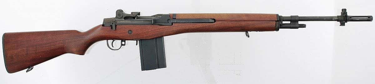 The Cody Firearms Museum displays a U.S. M14 rifle produced by Winchester Repeating Arms Company of New Haven, Connecticut c. 1959-1964. This selective fire gun is fed by a 20-round detachable box magazine, which is generally considered to be "high capacity." Gift of Olin Corporation, Winchester Arms Collection. 1988.8.705