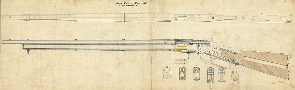 Design drawing, Model 1876 rifle musket. MS 063 Winchester Repeating Arms Company Collection. MS63.166.02